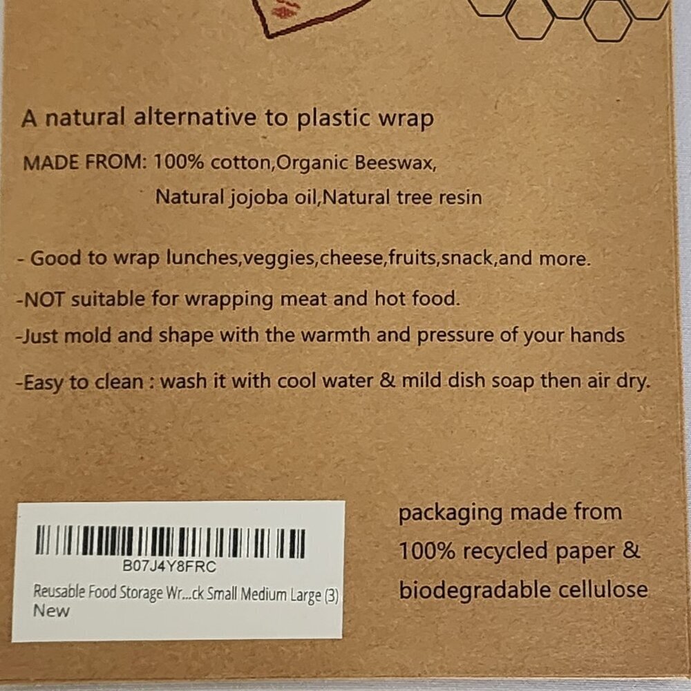 NWT 9 Bee’s Wrap Resuable Bee’s Wax food wraps. - Picture 7 of 7